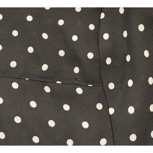 A. Byer Blouse Size Medium Black Polka Dots Roll Tab Sleeves Sheer Lightweight - Picture 11 of 11